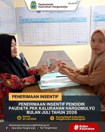 PENERIMAAN INSENTIF PENDIDIK PAUD&TK PKK KALURAHAN HARGOMULYO BULAN JULI TAHUN 2026